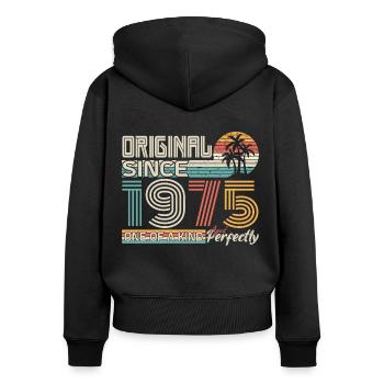 1975 anniversaire 1975 né en 1975 anniversaire - Sweat à capuche zippé Premium bio Femme - noir - Dos - Julia (174cm)