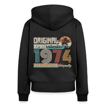 April 1974 anniversary April 1974 gift 1974 - Women's Premium Organic Zip Hoodie - black - Back - Julia (174cm)