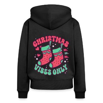 Noël Noël Ambiance - Sweat à capuche zippé Premium bio Femme - noir - Dos - Julia (174cm)