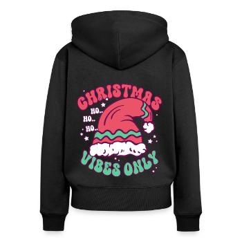 Noël Noël Ambiance - Sweat à capuche zippé Premium bio Femme - noir - Dos - Julia (174cm)