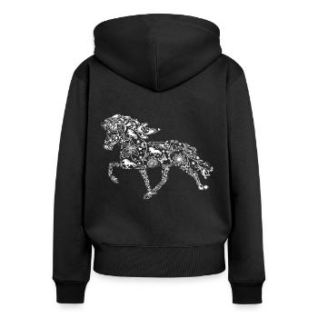 isi fleur blanche - Sweat à capuche zippé Premium bio Femme - noir - Dos - Julia (174cm)