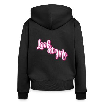 Regarde-moi - Sweat à capuche zippé Premium bio Femme - noir - Dos - Julia (174cm)