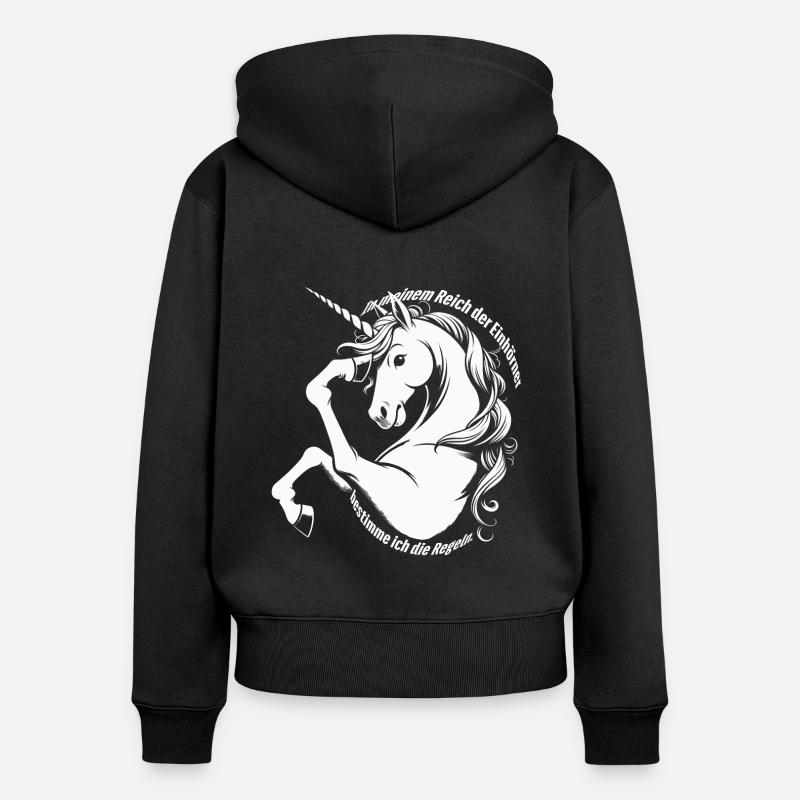Dans mon royaume de licornes, je détermine... - Sweat à capuche zippé Premium bio Femme - noir