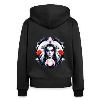 Beautiful Mysterious Women - Women's Premium Organic Zip Hoodie - black - Back - Julia (174cm)