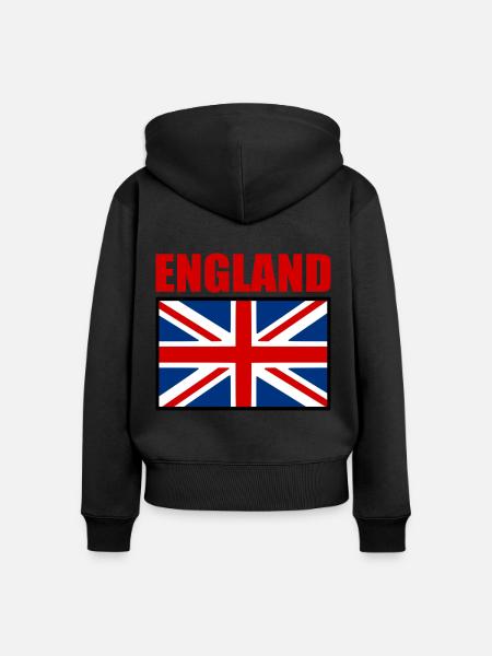 England - Frauen Premium Bio Zip Hoodie - Schwarz