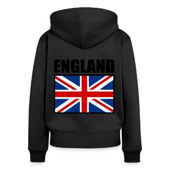 angleterre - Sweat à capuche zippé Premium bio Femme - noir - Dos - Julia (174cm)