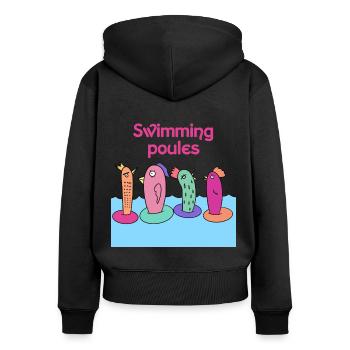 Swimming poules - Sweat à capuche zippé Premium bio Femme - noir - Dos - Julia (174cm)
