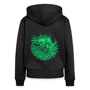 Kugelfisch (Neon) - Frauen Premium Bio Zip Hoodie - Schwarz - Hinten - Julia (174cm)