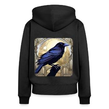 Schwarzer Rabe - Frauen Premium Bio Zip Hoodie - Schwarz - Hinten - Julia (174cm)