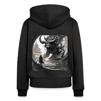Dämon Monster Ungeheuer - Frauen Premium Bio Zip Hoodie - Schwarz - Hinten - Julia (174cm)