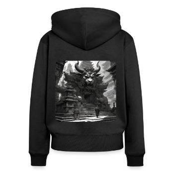 Démon Monstre Monster Portal - Sweat à capuche zippé Premium bio Femme - noir - Dos - Julia (174cm)