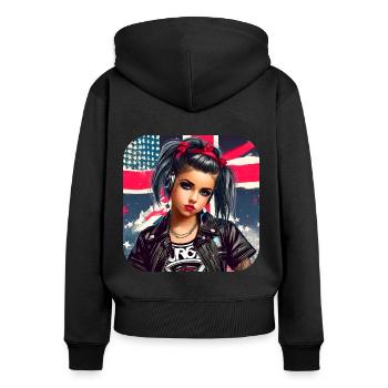 Cooles Punkgirl - Frauen Premium Bio Zip Hoodie - Schwarz - Hinten - Julia (174cm)