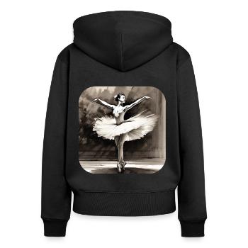 Prima Ballerina IV - Frauen Premium Bio Zip Hoodie - Schwarz - Hinten - Julia (174cm)