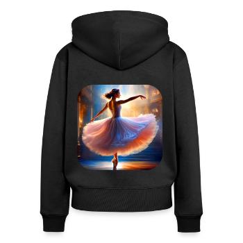 Prima Ballerina I - Frauen Premium Bio Zip Hoodie - Schwarz - Hinten - Julia (174cm)