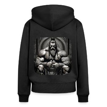 Stolzer Wikinger Krieger Germane - Frauen Premium Bio Zip Hoodie - Schwarz - Hinten - Julia (174cm)
