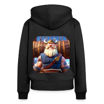 Niedliches Wikinger im Comic Style - Frauen Premium Bio Zip Hoodie - Schwarz - Hinten - Julia (174cm)