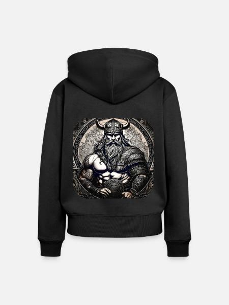 Stolzer Wikinger Krieger Germane - Frauen Premium Bio Zip Hoodie - Schwarz