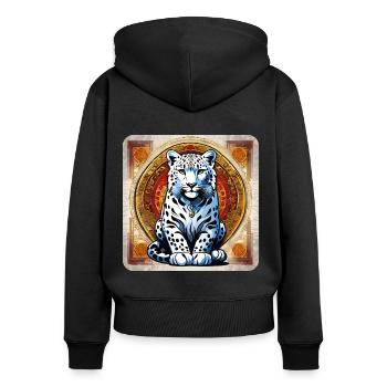 Mystical Motif Mysterious Snow Leopard - Women's Premium Organic Zip Hoodie - black - Back - Julia (174cm)