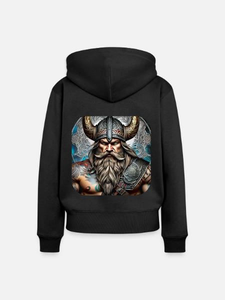 Stolzer Wikinger Krieger Germane - Frauen Premium Bio Zip Hoodie - Schwarz
