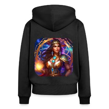 Mystische Fantasy Schamanin Zauberin - Frauen Premium Bio Zip Hoodie - Schwarz - Hinten - Julia (174cm)