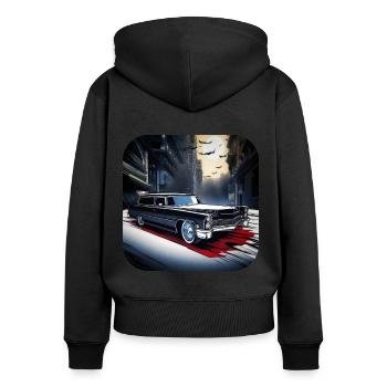 Corbillard Vintage cool - Sweat à capuche zippé Premium bio Femme - noir - Dos - Julia (174cm)