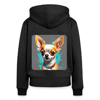 Mignon petit chien Chihuahua dans le style bande dessinée - Sweat à capuche zippé Premium bio Femme - noir - Dos - Julia (174cm)
