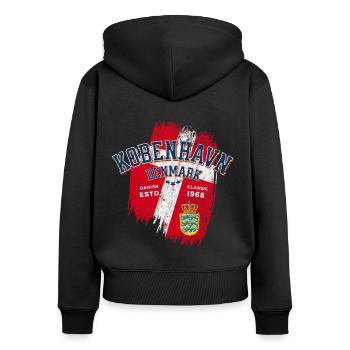 Kobenhavn Dänemark Dänischer Klassiker - Frauen Premium Bio Zip Hoodie - Schwarz - Hinten - Julia (174cm)