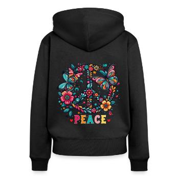 Peace Pulse - Women's Premium Organic Zip Hoodie - black - Back - Julia (174cm)