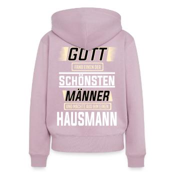 Hausmann, einer der schönsten Männer der Welt - Frauen Premium Bio Zip Hoodie - Altrosa - Hinten - Julia (174cm)