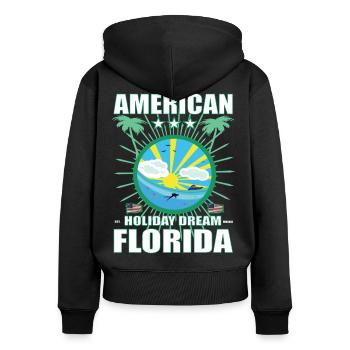 American Holiday Dream FLorida - Sunset State - Frauen Premium Bio Zip Hoodie - Schwarz - Hinten - Julia (174cm)