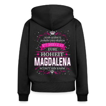 Eure Hoheit Magdalena betritt den Raum - Frauen Premium Bio Zip Hoodie - Schwarz - Hinten - Julia (174cm)