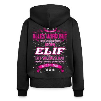 Elif ist wieder da! Cooles Vornamens Design - Frauen Premium Bio Zip Hoodie - Schwarz - Hinten - Julia (174cm)