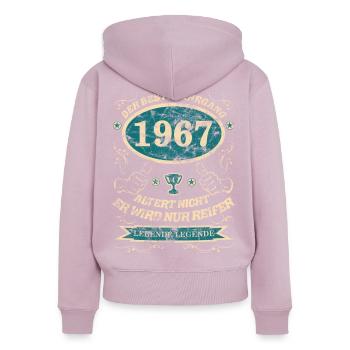 1967 der bester Jahrgang - Frauen Premium Bio Zip Hoodie - Altrosa - Hinten - Julia (174cm)