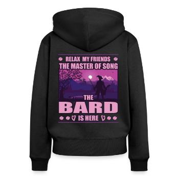 Bard, Master of Songs, Pen an Paper Design - Women's Premium Organic Zip Hoodie - black - Back - Julia (174cm)