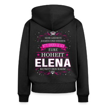 Eure Hoheit Elena betritt den Raum - Frauen Premium Bio Zip Hoodie - Schwarz - Hinten - Julia (174cm)