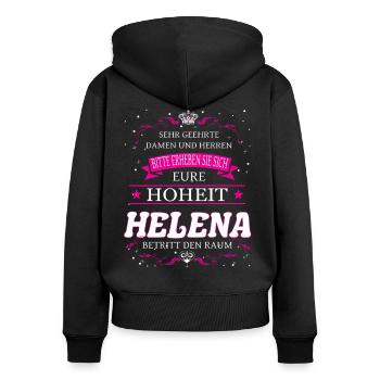 Eure Hoheit Helena betritt den Raum - Frauen Premium Bio Zip Hoodie - Schwarz - Hinten - Julia (174cm)