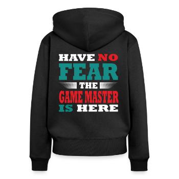 N’ayez pas peur que le Game Master soit là Tenue - Sweat à capuche zippé Premium bio Femme - noir - Dos - Julia (174cm)