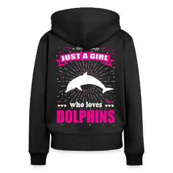 Just a Girl who loves Delphine Outfit - Frauen Premium Bio Zip Hoodie - Schwarz - Hinten - Julia (174cm)