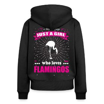 Just a Girl who loves Flamingos Outfit - Frauen Premium Bio Zip Hoodie - Schwarz - Hinten - Julia (174cm)