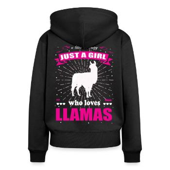 Just a Girl who loves Lamas Outfit - Frauen Premium Bio Zip Hoodie - Schwarz - Hinten - Julia (174cm)