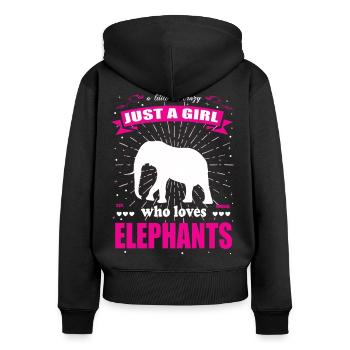 Just a Girl who loves Elefanten Outfit - Frauen Premium Bio Zip Hoodie - Schwarz - Hinten - Julia (174cm)