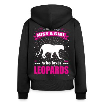 Just a Girl who loves Leoparden Outfit - Frauen Premium Bio Zip Hoodie - Schwarz - Hinten - Julia (174cm)
