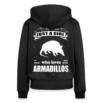 Just a Girl who loves Gürteltier Outfit - Frauen Premium Bio Zip Hoodie - Schwarz - Hinten - Julia (174cm)