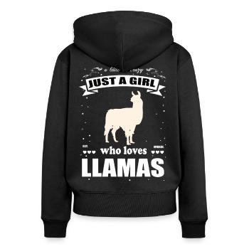 Just a Girl who loves Lamas Outfit - Frauen Premium Bio Zip Hoodie - Schwarz - Hinten - Julia (174cm)