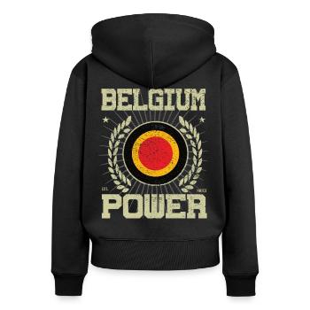 Design Cool Belgique - Sweat à capuche zippé Premium bio Femme - noir - Dos - Julia (174cm)