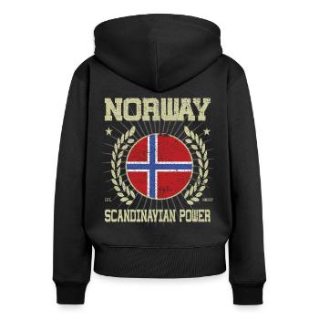 Design Cool Norvège - Sweat à capuche zippé Premium bio Femme - noir - Dos - Julia (174cm)