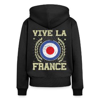 Cool France Design - Sweat à capuche zippé Premium bio Femme - noir - Dos - Julia (174cm)
