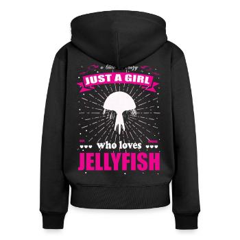 Just a Girl who loves Quallen Outfit - Frauen Premium Bio Zip Hoodie - Schwarz - Hinten - Julia (174cm)