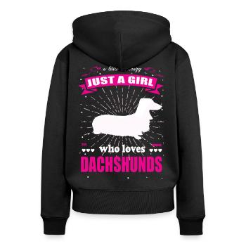Just a Girl who loves Dackel Outfit - Frauen Premium Bio Zip Hoodie - Schwarz - Hinten - Julia (174cm)