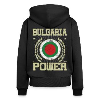 Design Cool Bulgarie - Sweat à capuche zippé Premium bio Femme - noir - Dos - Julia (174cm)